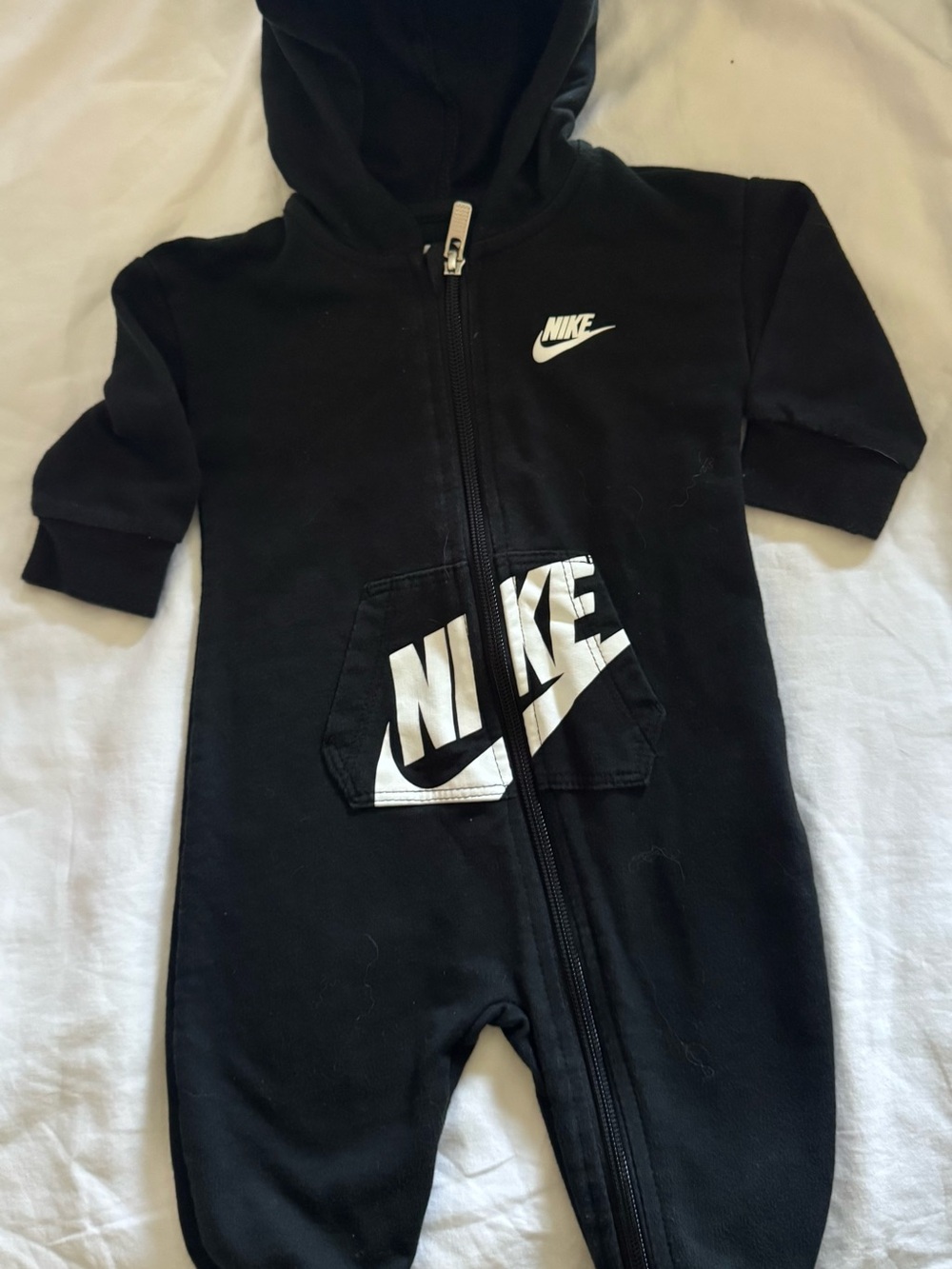Nike Black & White Toddler Zip One-Piece Hoodie